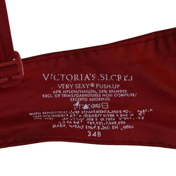 Victoria's Secret Very Sexy Push Up Bra Red Underwire Size 34B - Picture 6 of 7